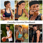 Black Headbands for Women Non-Slip Elastic Hair Bands, 6 Pack Stretchy Soft Cloth Sweat Bands, Fabric Workout Headband, Fashion Head Bands for Yoga Running Sports