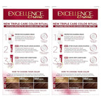 L'Oreal Paris Excellence Crème Permanent Hair Dye, Triple Care Hair Color with Pro-Keratine Complex for 100% Gray Hair Coverage, 5AR Medium Maple Brown, 1 Kit (Pack of 2)