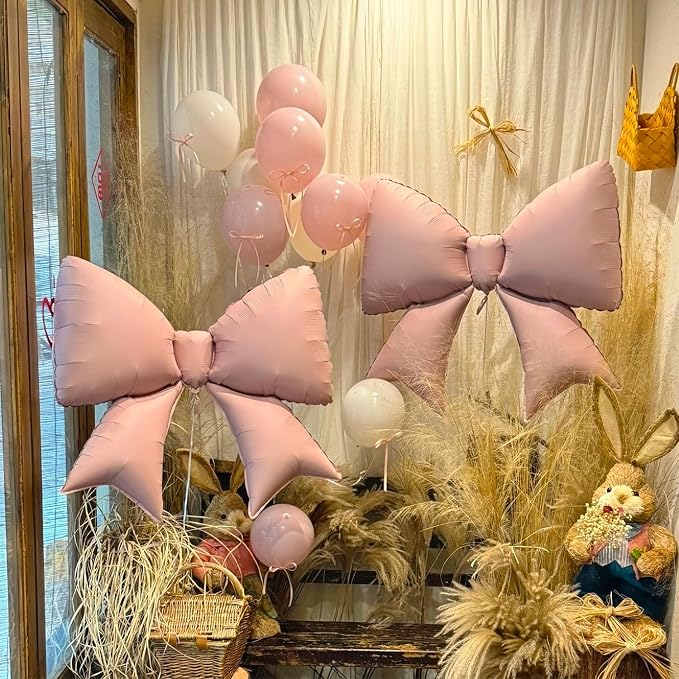 4 Pcs Giant Pink Bow Balloons for Birthday Party | 38 Inch Foil Bow Party - Image 7