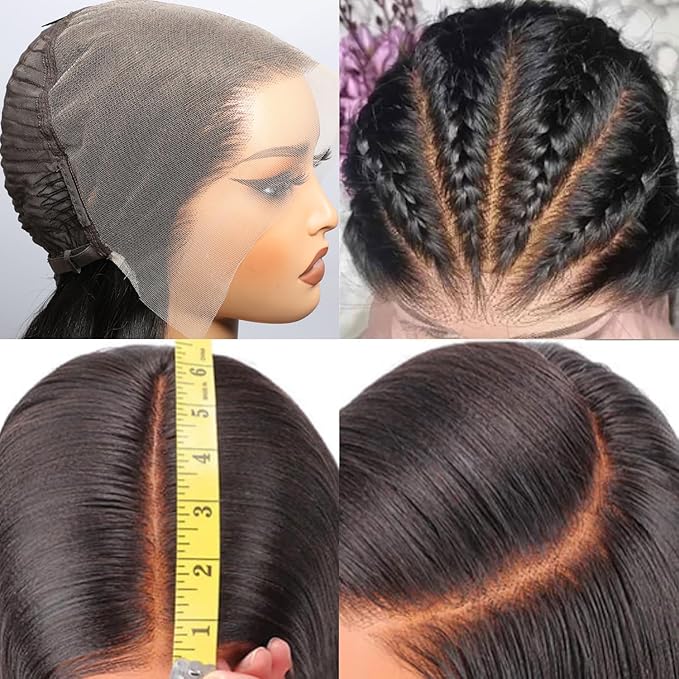 VIPbeauty 13x6 Full Lace Frontal Human Hair Wigs - 180 Density Pre-Bleached Knots - 12A HD Transparent Body Wave Lace Front Wigs - Women's 18Inch