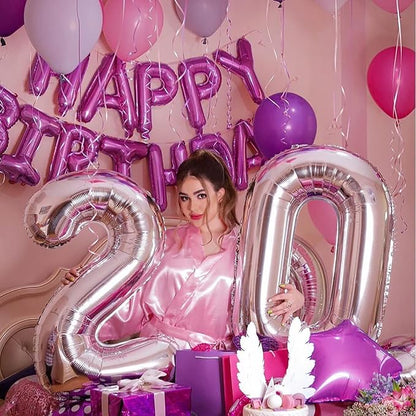 CANREVEL Happy Birthday Banner Decorations + 12Pcs Star Balloons, Hot Pink | - Image 7