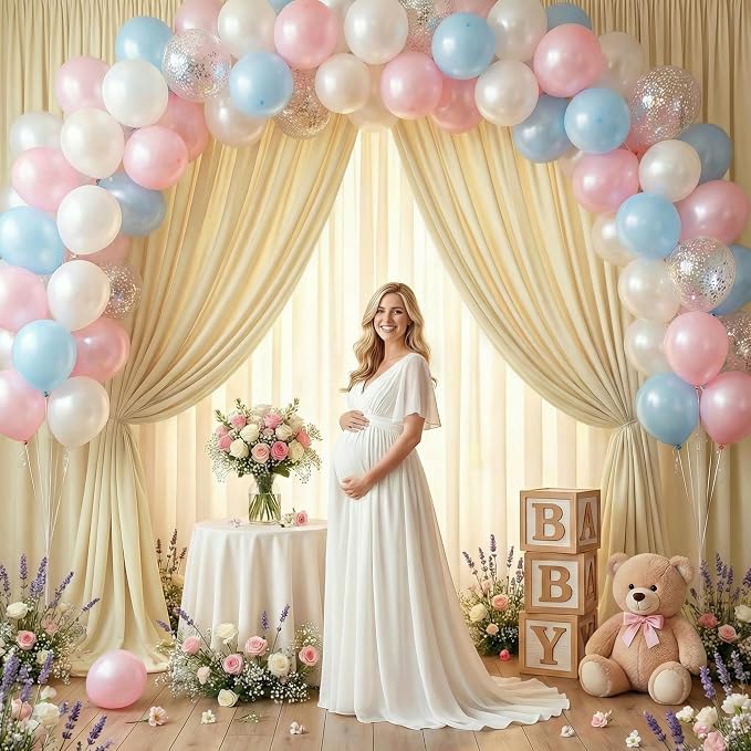 Beige Backdrop Curtain for Wedding Parties Backdrop Drapes 10x10FT | Wrinkle - Image 6