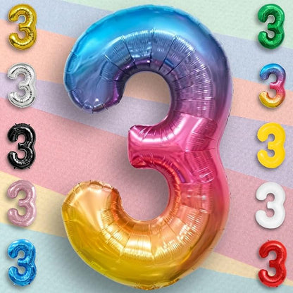 Rainbow Number Balloons 3 Mylar Foil 40 Inch - Image 5