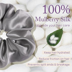 OLESILK Silk Scrunchies Oversized 100% Mulberry: Large for Long Thick Hair, Soft and Smooth for No Damage Hair Care Sleeping, Vintage Fashion