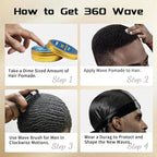 Curved 360 Wave Brush For Men - Medium Hard Palm Brush for Laying Down 360 Waves Made with Natural Boar Bristle and Wood Easy to Hold - Strong Hold Travel Size Wave Pomade Greasy 360 Layer Hair Waves