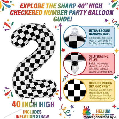 40" Checkered Number 20 Balloon - Image 2
