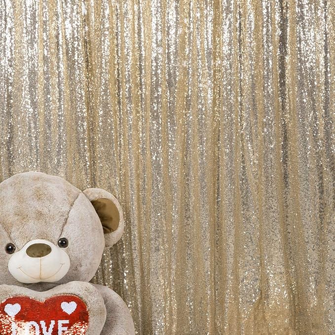 JYFLZQ Champagne Sequin Backdrop Curtains 10ft x 10ft 1 Panel Glitter Photo by JYFLZQ