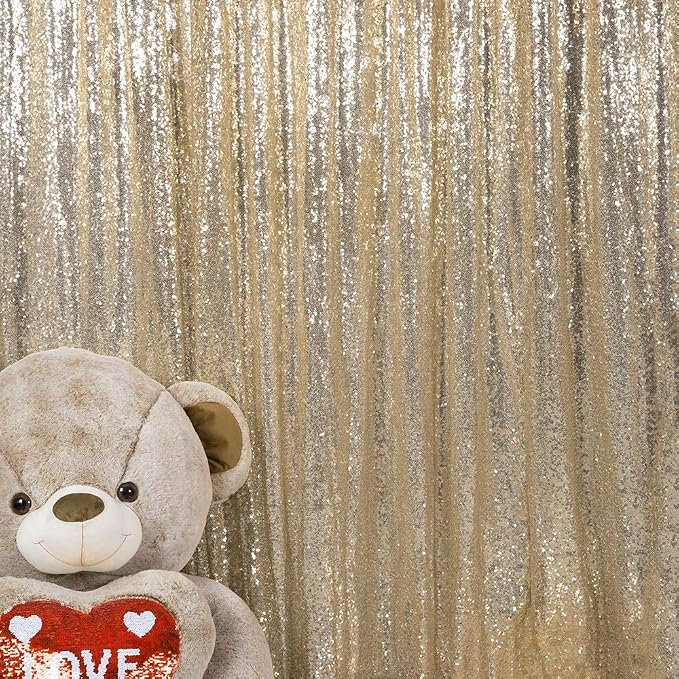 JYFLZQ Champagne Sequin Backdrop Curtains 6ft x 8ft 1 Panel Glitter Photo Booth by JYFLZQ