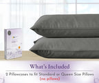 California Design Den Queen/Standard Pillow Cases Set of 2-1000 Thread Count Sateen, Soft and Thick 100% Cotton Pillow Covers Queen Size, Durable - Grey