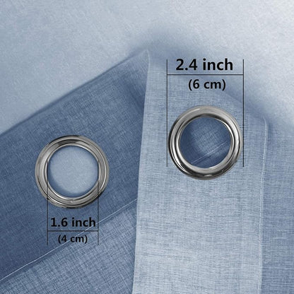 DWCN Blue Faux Linen Ombre Sheer Curtains - Image 5