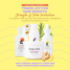 GINGER MILK Hair Growth Travel Kit | Stimulates, Hydrates & Nourishes with Ginger, Rosemary & Biotin | Includes Shampoo, Hair Mask, Heat & Sun Protector, Dropper Serum & Free Travel Bag