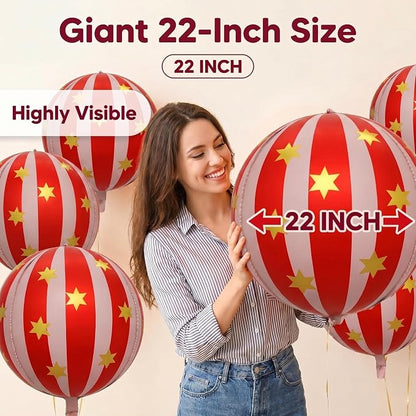 Carnival Red & Pink Foil Balloons 22in 6ct – Circus Party Decorations | Vibrant - Image 2