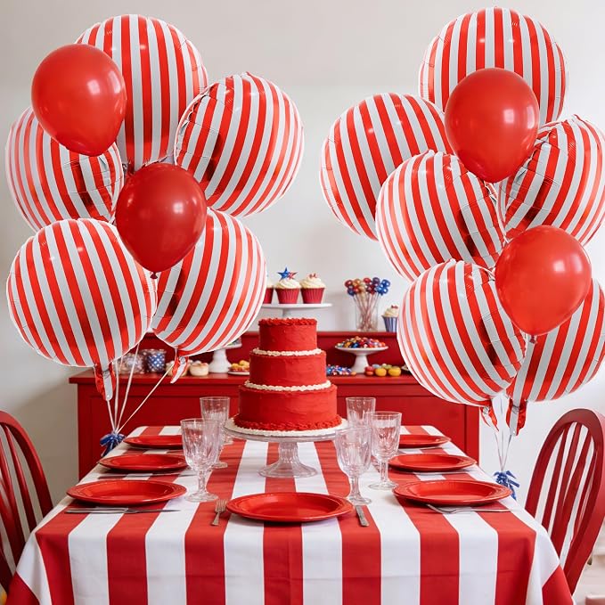 TONIFUL 30Pcs 18 Inch Round Balloons Large Red White Round Shape Foil Balloons - Image 4