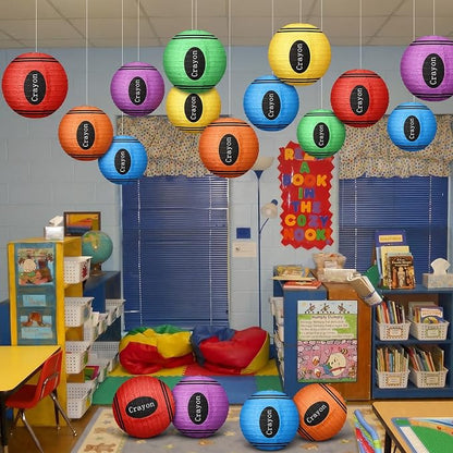 12 Pcs Back to School Classroom Crayon Paper Lanterns 10 Inch Crayon Classroom - Image 6