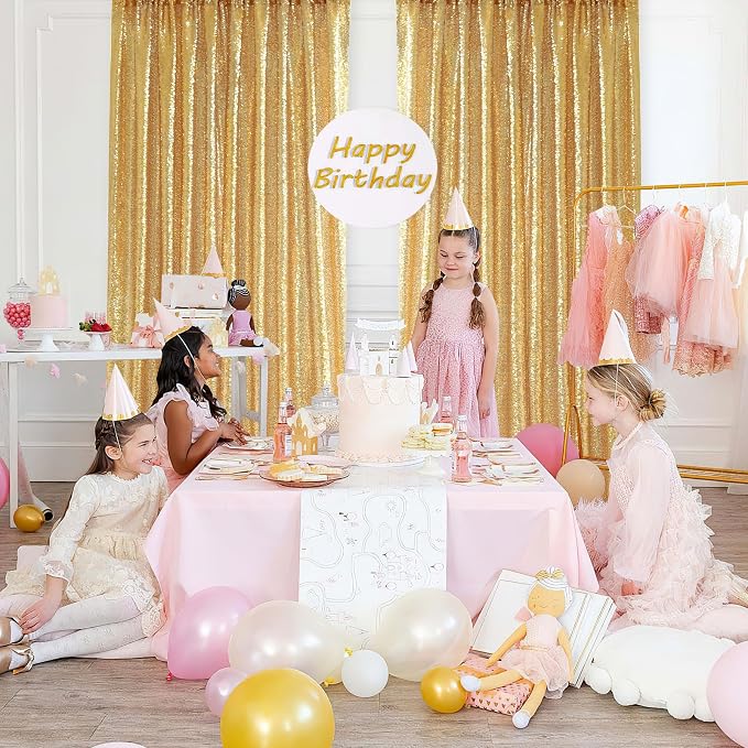 Gold Curtains Backrop for Wedding Parties: 3ftx8ft Gold Sequin Backdrop | 2 - Image 7