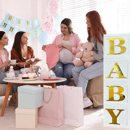 Baby Shower Balloon Boxes – 4 White Photo Prop Blocks - Image 5