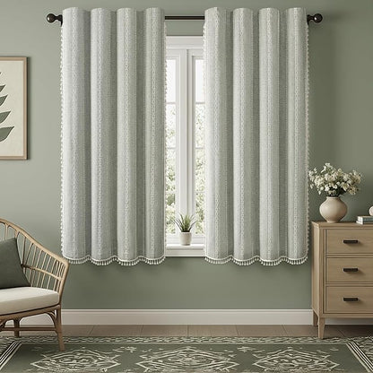 Sage Green Boho Blackout Curtains 63 Inch 2 Panels by Unknown