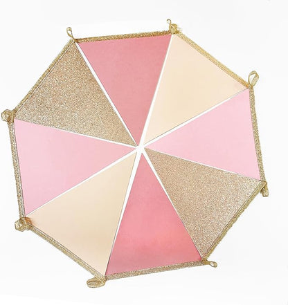 Champagne Gold Dusty Rose Pink Beige Party Pennant Banner Flag Hanging Glitter - Image 5