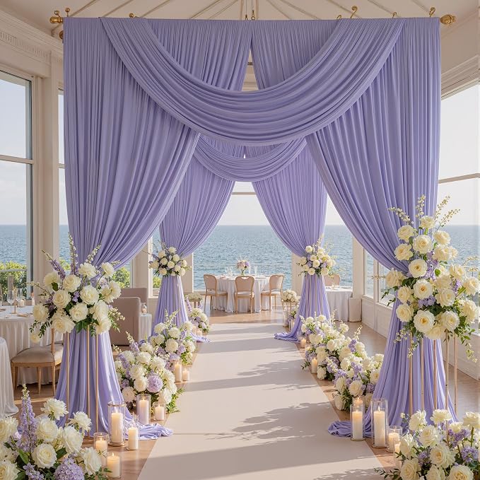20ft x 10ft Wrinkle Free Lavender Backdrop Curtains by ENJOYYOURPARTY