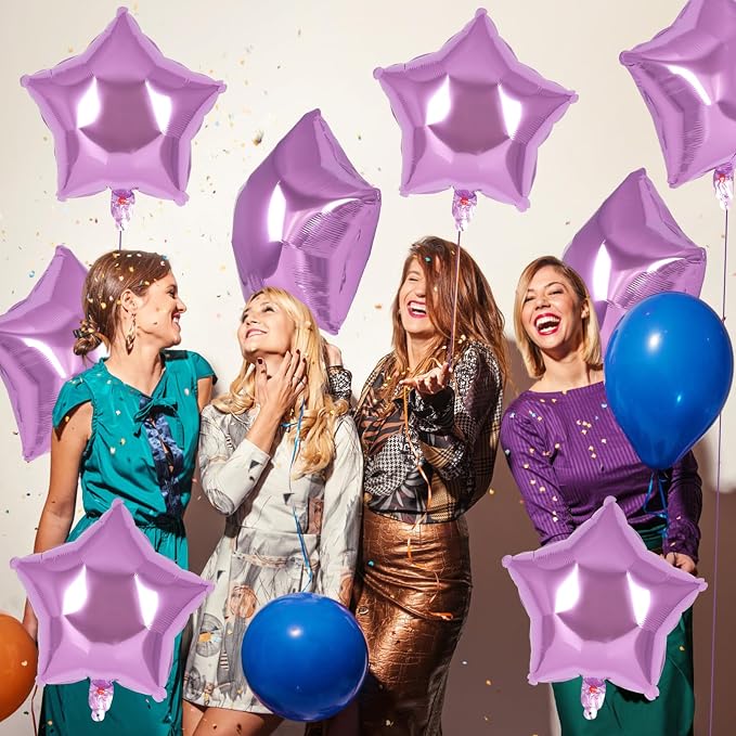 20 Pcs Star Balloons, 18 Inch Purple Star Foil Balloons, Stars Shaped Balloon - Image 7