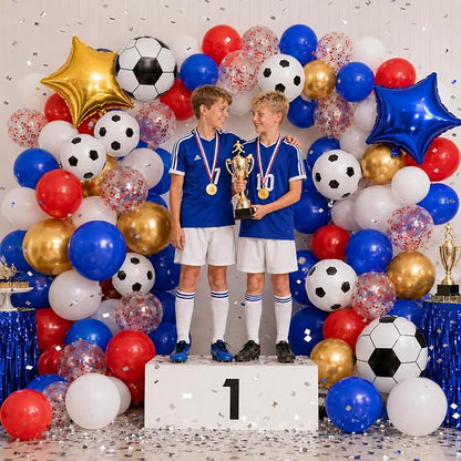 Soccer Balloons, Metallic Gold Red Confetti Balloon - Image 7