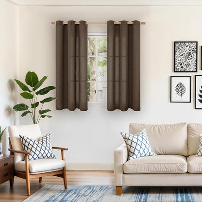 YoungsTex Brown Linen Curtains 45 Inches Length - Image 2