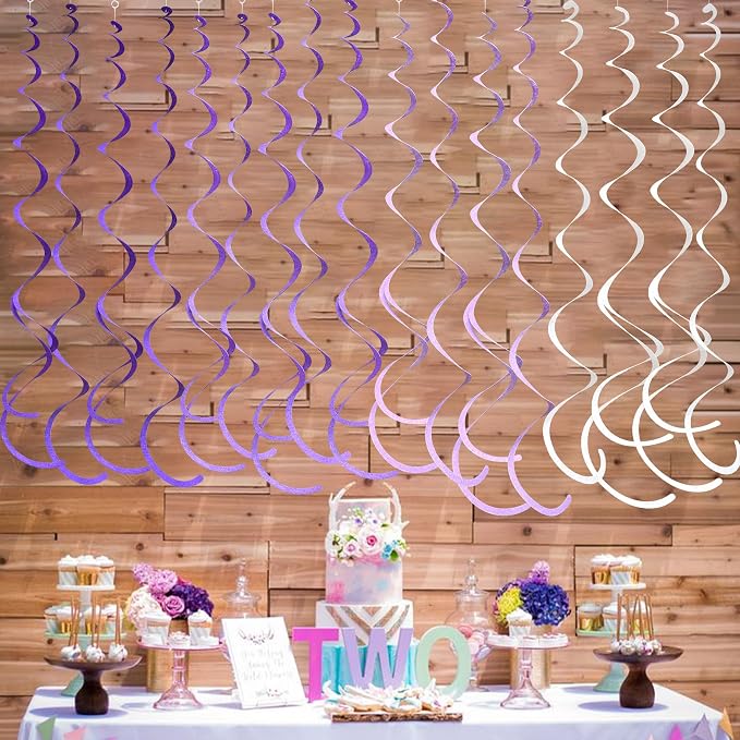 36Pcs Purple Hanging Swirl Decorations Ombre Purple Felt Swirl Streamer Spiral - Image 6