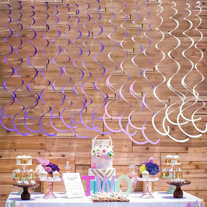 36Pcs Purple Hanging Swirl Decorations Ombre Purple Felt Swirl Streamer Spiral - Image 6