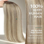 Full Hand Tied Hair Toppers for Women Remy Human Hair Lace Front Topper 14 Inch 6"×6" Partial wig Cover Thinning Hair or Loss No Bangs Top Hair Pieces (Ombre Brown Mix Platinum)