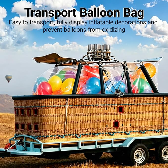 6 Pack Large Balloon Storage Bags 98"x59" Clear Carrying - Image 6