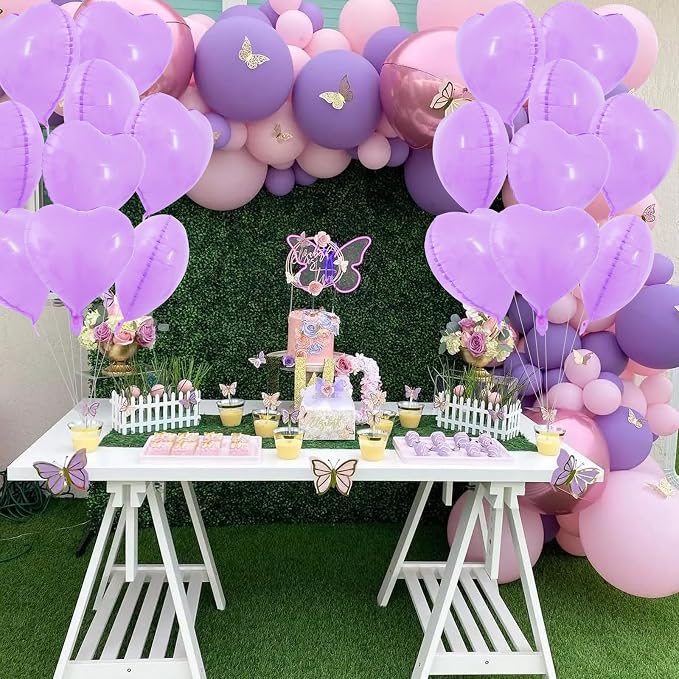 TONIFUL 30 Pcs Pale Lavender Heart Balloons 18Inch Heart Shape Foil Balloon | - Image 5