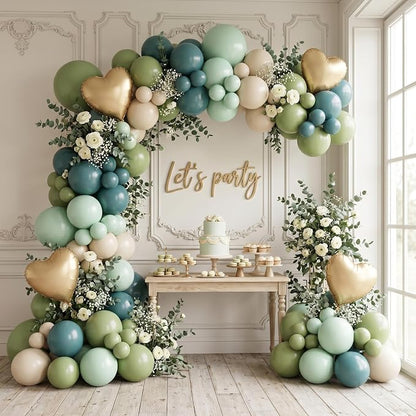 Dusty Blue Green Beige Balloons 72PCS Sage Green and Blue Cream Helium Latex - Image 9