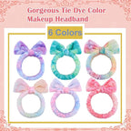 WSYUB Skincare Headband, 6pcs, Tie Dye Color, Soft Coral Fleece, Elastic, Washable, Reusable, For Women, Girls, Facial Makeup, Shower, Exercise, Party Gift