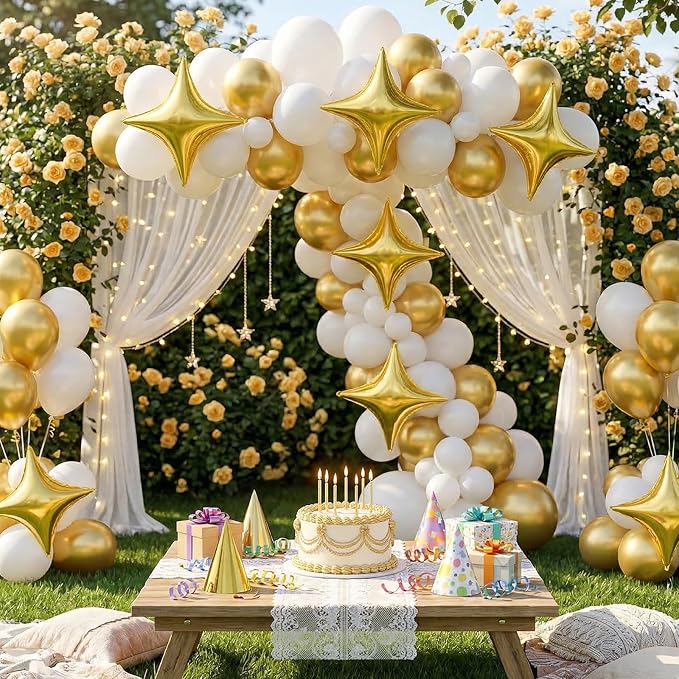 Gold Star Balloons, 26 Inch and 10 Inch Gold Stars Shaped Balloon - Image 5