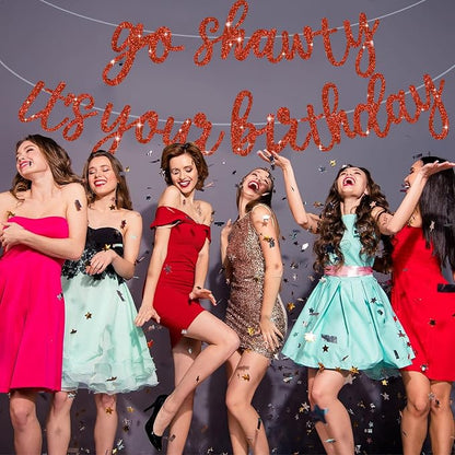 BEISHIDA Glitter Red Pre-Strung Go Shawty It's Your Birthday Banner Decor | NO - Image 4