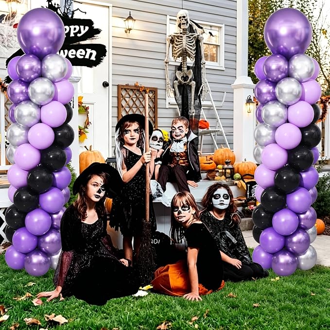 Purple and Black Silver Balloon Column Stand Kit Set of 2 - Image 9