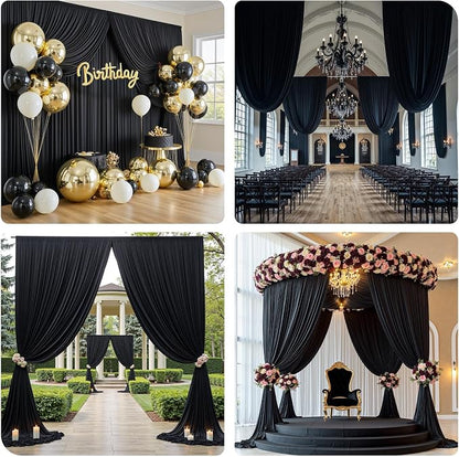 60ft×12ft Black Backdrop Curtain - Image 4
