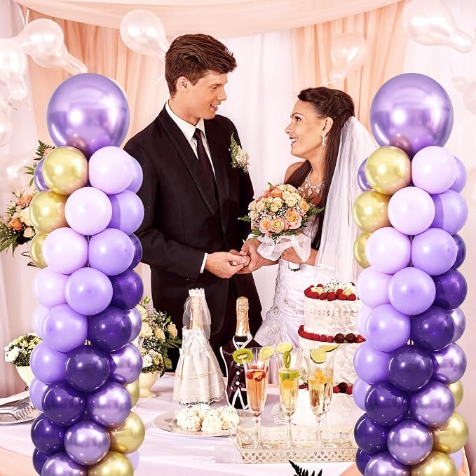 Purple and Gold Balloon Column Stand Kit Set of 2 - Image 9