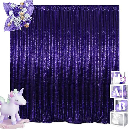 SquarePie 8x10ft Purple Sequin Backdrop, High Density Non-Transparent Glitter - Image 9
