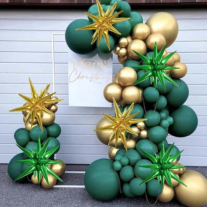 TONIFUL 8 Pcs Green and Gold Explosion Star Foil Balloon Party Decoration | 22 - Image 4