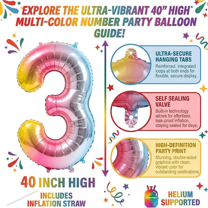 40 Inch Rainbow Foil Number 13 Balloon - Image 2