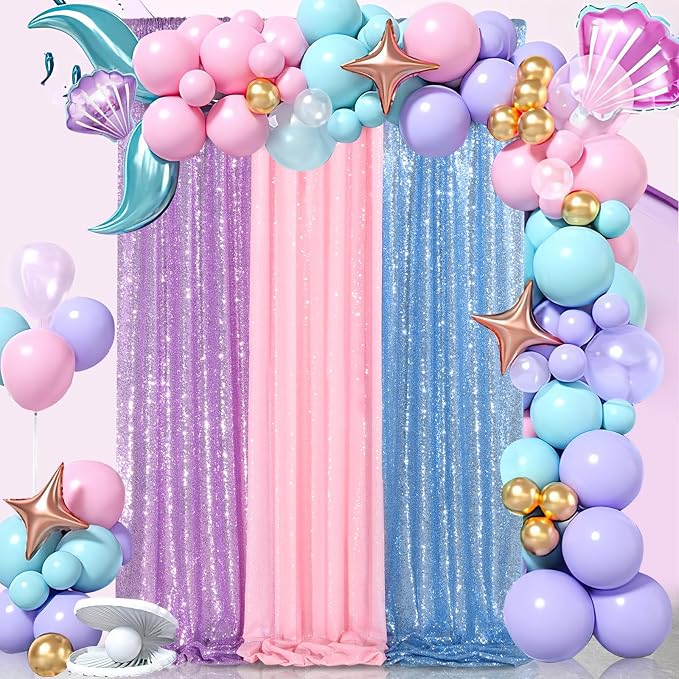 Pink Sequin Backdrop Drapes 4 Panels 2FTx8FT Glitter Backdrop Curtains | - Image 2