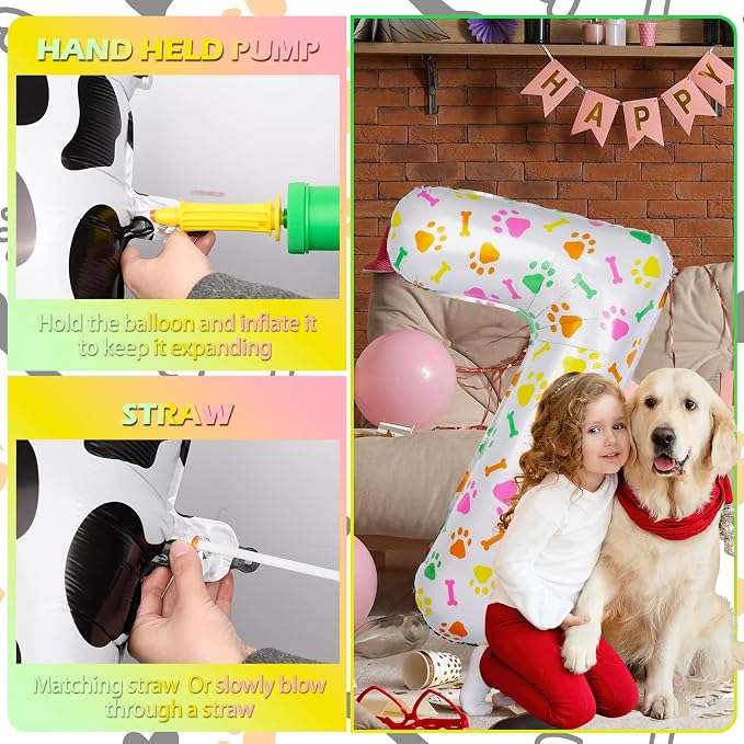 40 Inch Multi-color Dog Paw Balloons, Numeral 7 Birthday Balloons - Image 4
