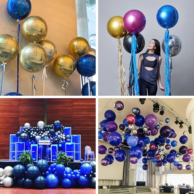 PartyWoo Royal Blue Large Round Giant 4D Jumbo Foil Balloons 6pcs 22 Inch | 22 - Image 3