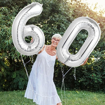Number Balloons Silver Party Balloon - Image 4