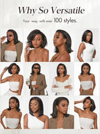 LUVME HAIR 13X4 Lace Wig NatureMAX™ PartingMax Lace 10 Inches Bob Wigs Lace Front Wigs Human Hair Pre Cut Plucked Flexi-Fit Drawstring Cap Lace Frontal Glueless 14 Inches Natural Black Color