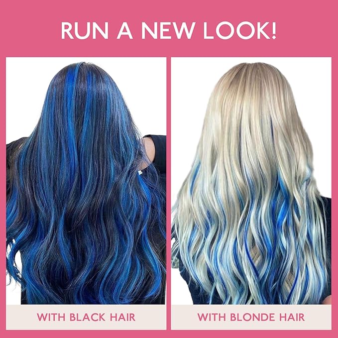 WENNALIFE Tape in Hair Extensions Human Hair Blue Tape in Extensions, 10pcs 25g 16 inch Remy Invisible Tape Ins Straight Colored Soft Real Human Hair Tape in Extensions Refill Set Extensions