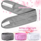 Hoteam 30 Pack Spa Headband Facial Esthetician Hair Wrap for Women Adjustable Makeup Sports Shower Stretch Towel with Tape(Pink, Gray, White)
