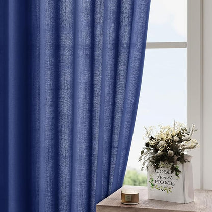 Extra Long Classic Blue Linen Curtains 120 Inch - Image 4
