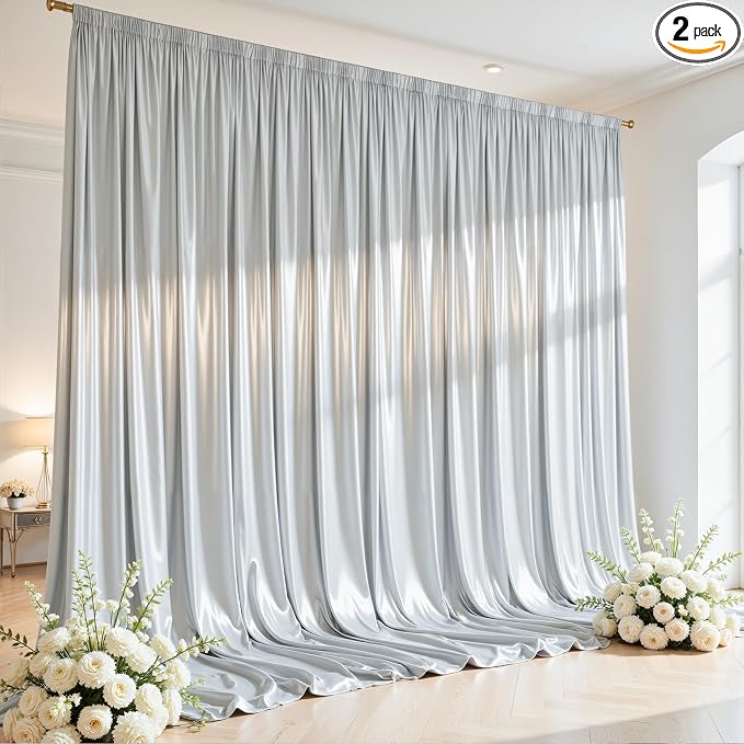 10x10ft Silver Glitter Backdrop Curtain by Partisky